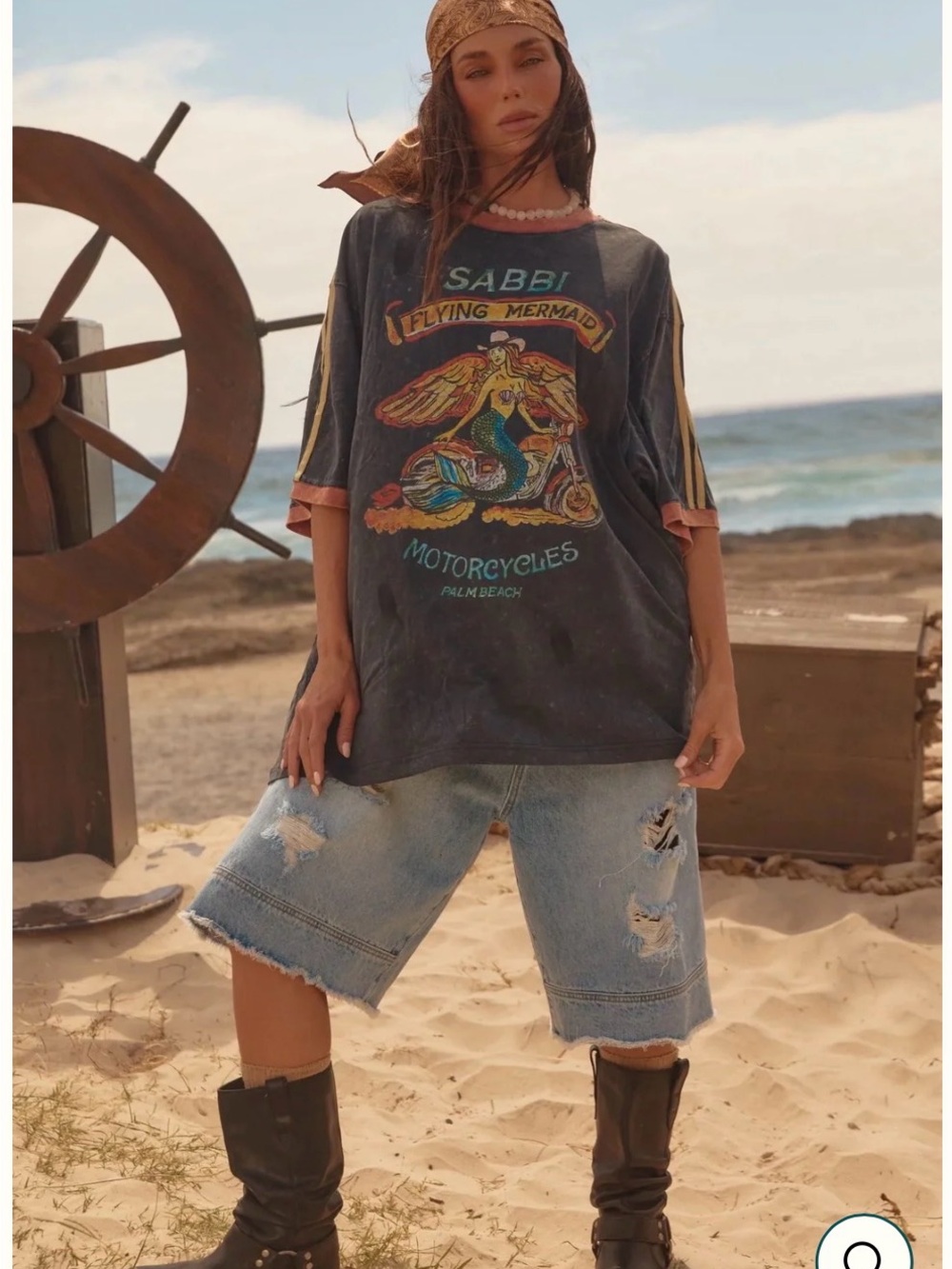 Relaxed Light Blue Distressed Boyfriend Jeans Bermuda